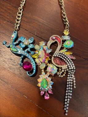 Betsey Johnson Multicolor Crystal Statement Necklace - Women Jewelry